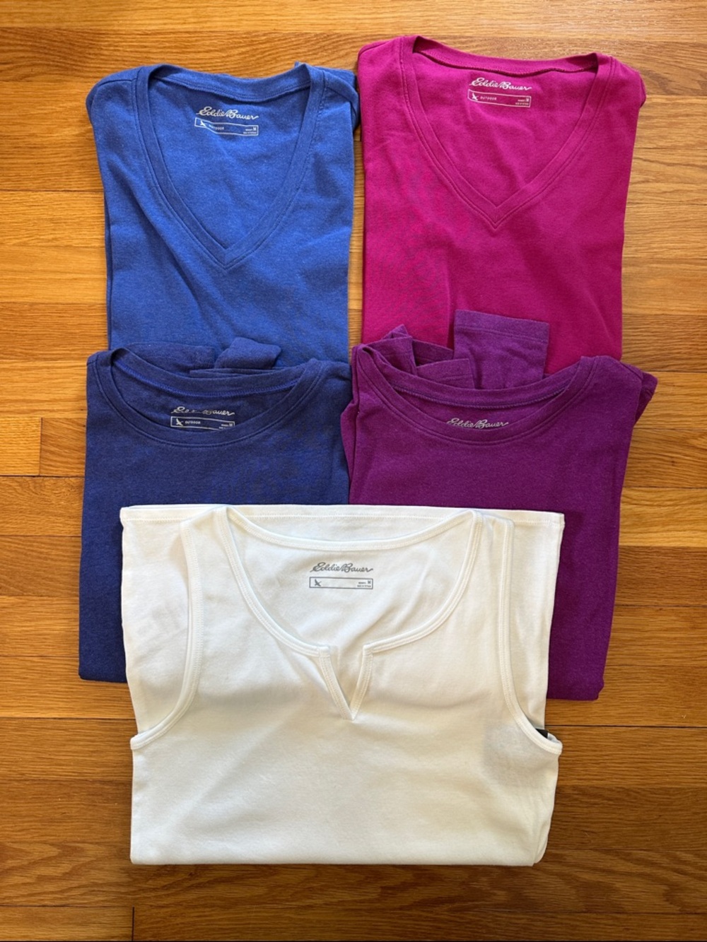 5 Eddie Bauer shirts, 1 tank & 2 Tee’s (NWT), 2 long sleeve, all medium